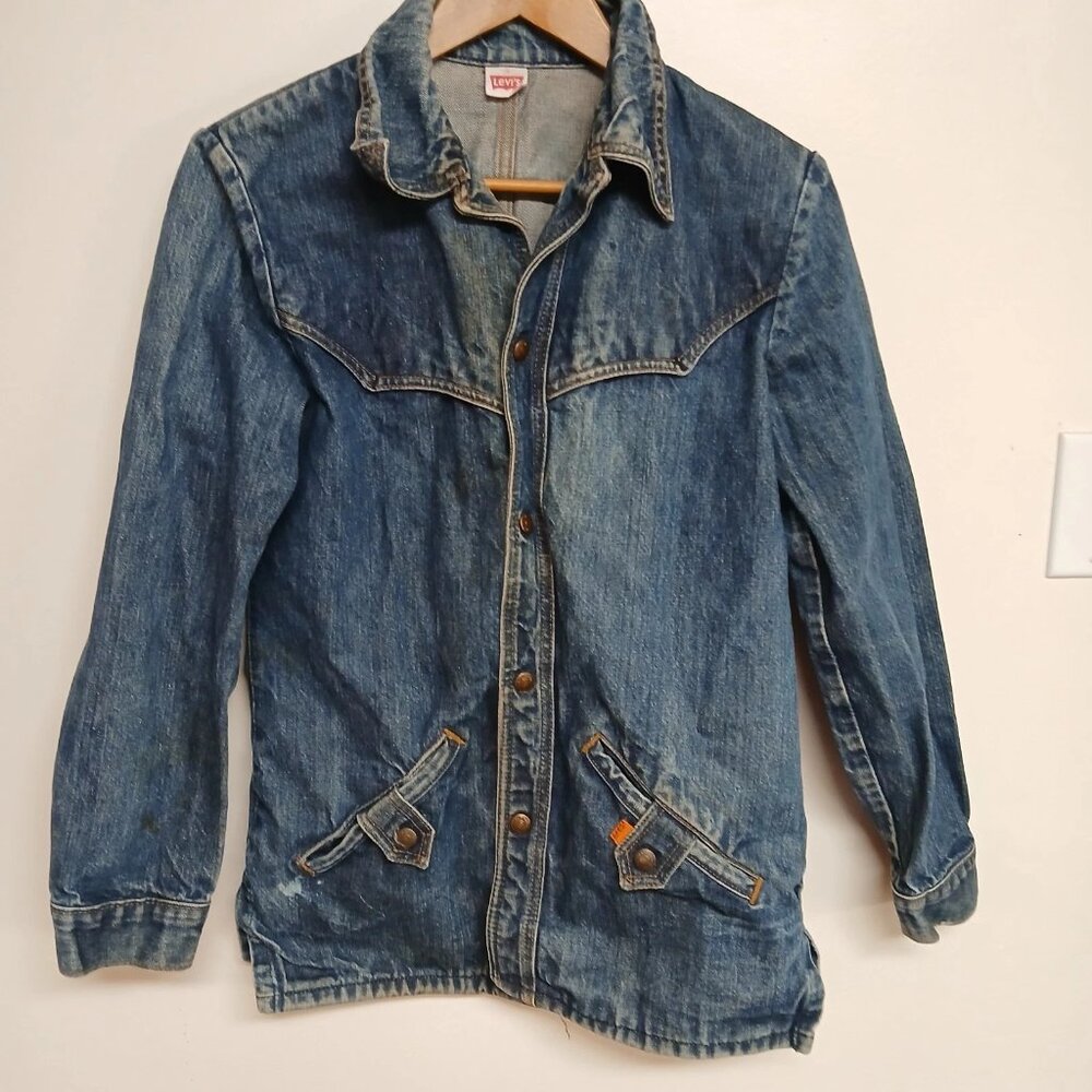 Vintage Levis Denim Jacket Orange Tab Work Chore Western Size M